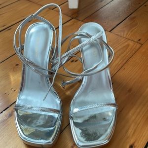 Silver strappy sandals/heels!